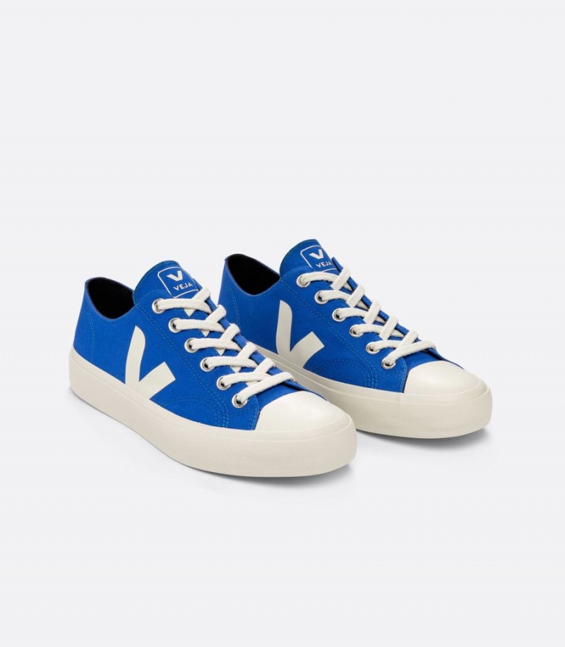 Men's Veja Wata II Low Canvas Low-Top Sneakers Blue | URK6100LK