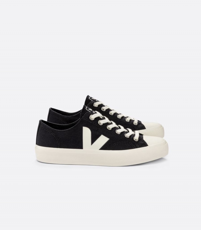 Men\'s Veja Wata II Low Canvas Low-Top Sneakers Black | TCB1310DJ