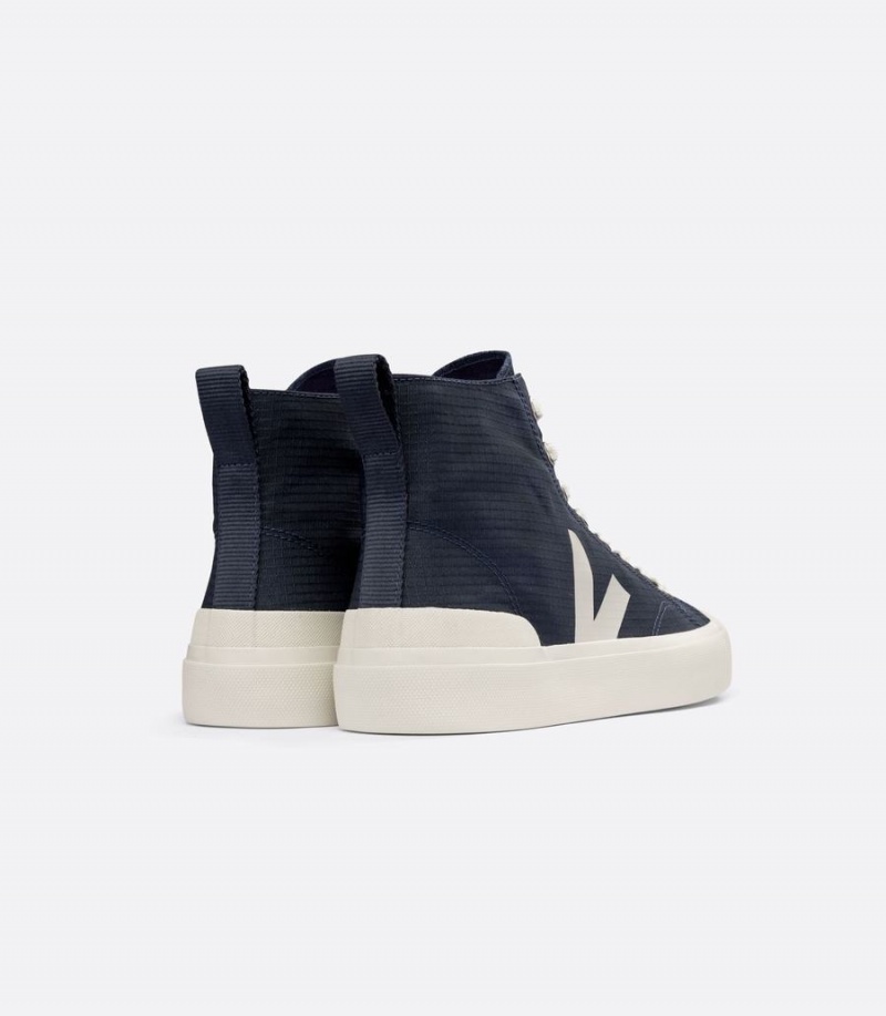 Men's Veja Wata II Ripstop Boat High-Top Sneakers Deep Blue | JEV6258SE