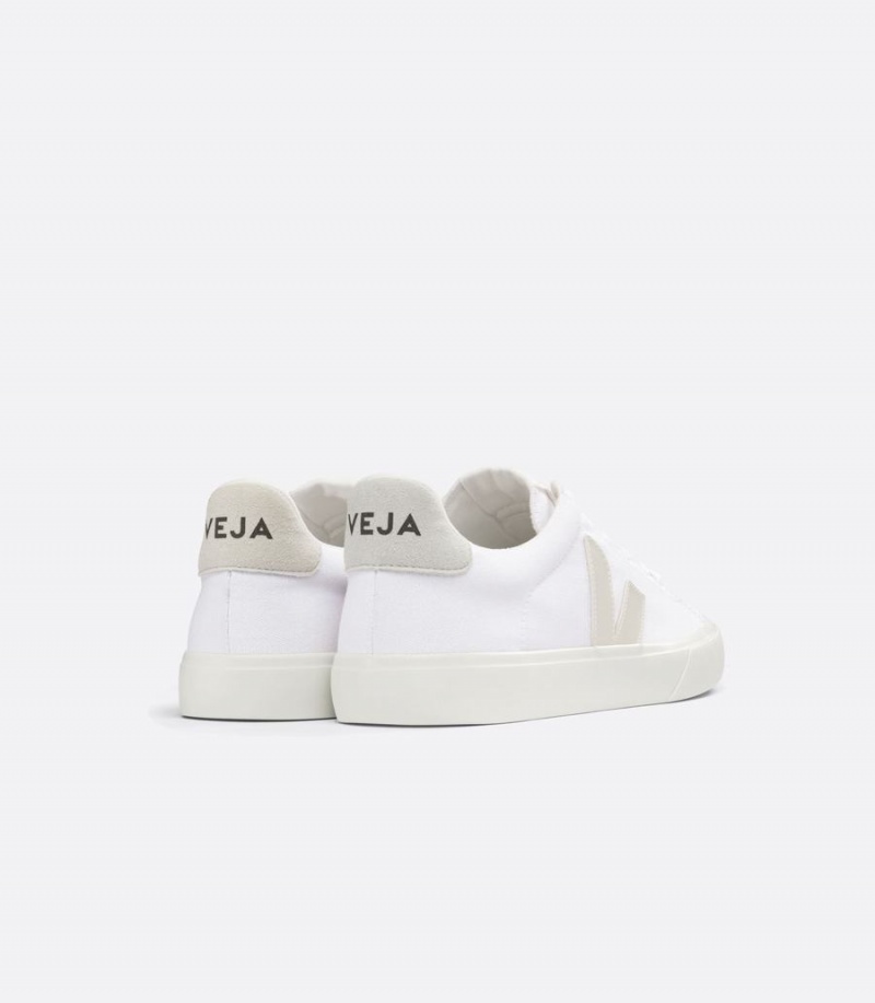 Women's Veja Campo Canvas Low-Top Sneakers White Beige | CFI884VV