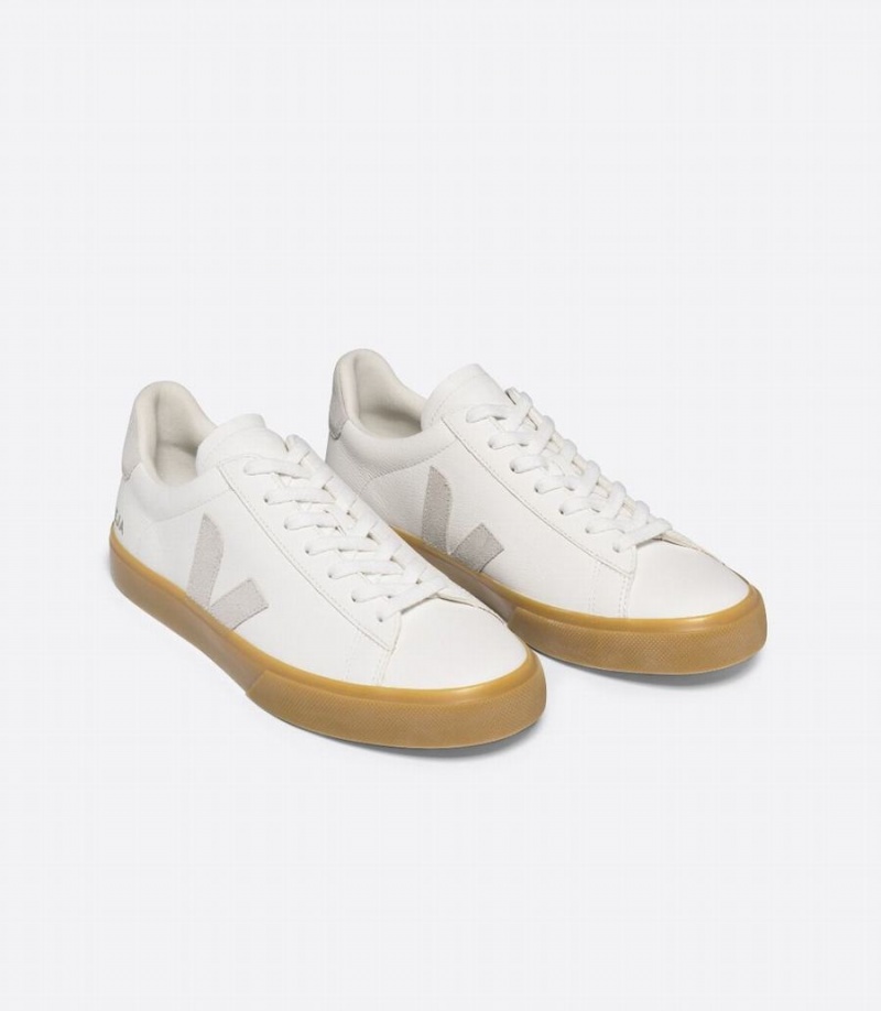 Women's Veja Campo Chromefree Leather Low-Top Sneakers White Grey | ROK2970YJ