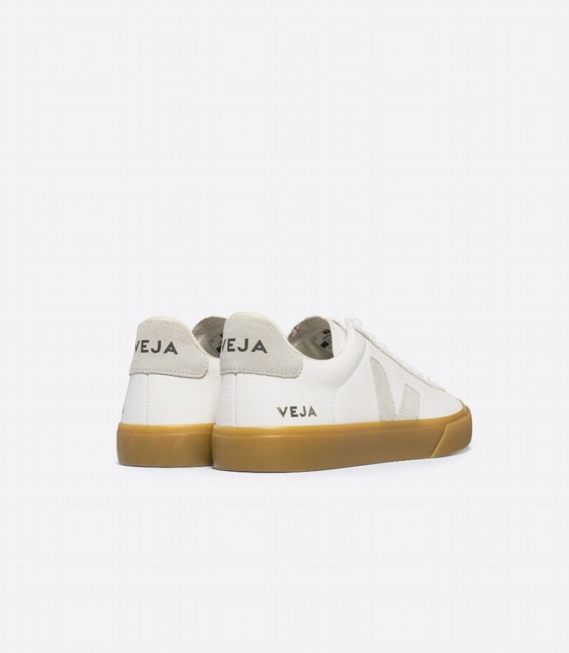 Women's Veja Campo Chromefree Leather Low-Top Sneakers White Grey | ROK2970YJ