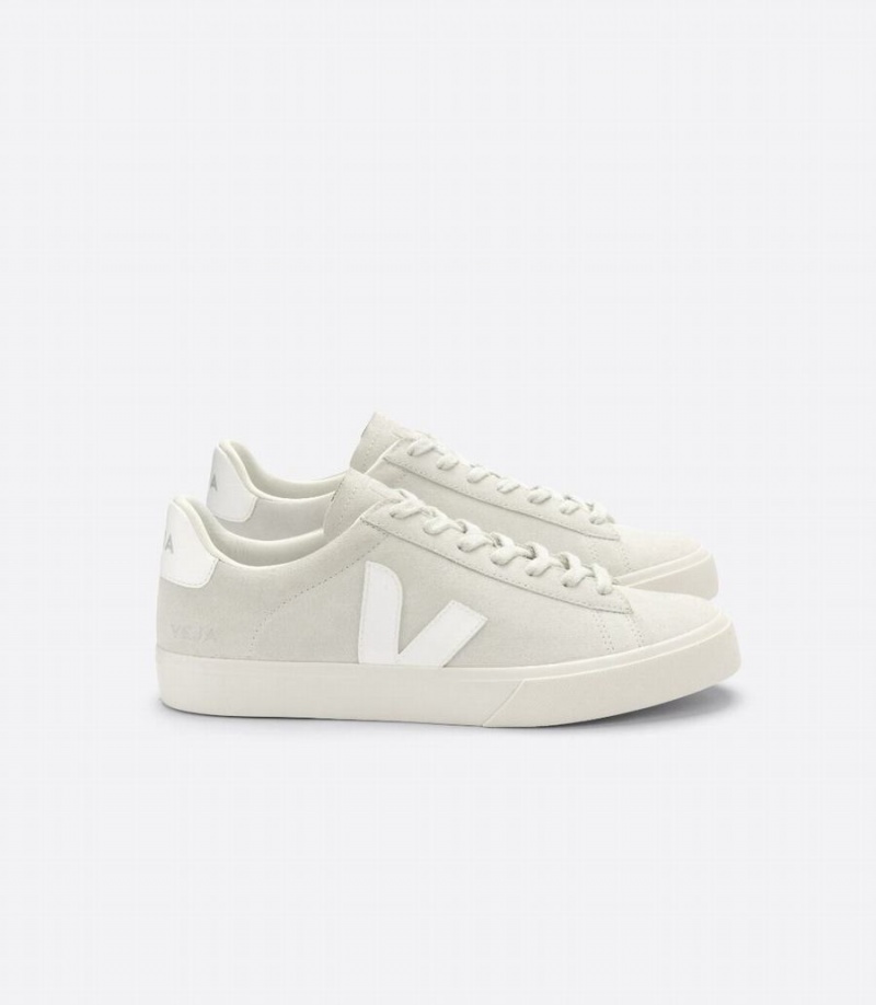 Women\'s Veja Campo Suede Low-Top Sneakers Beige White | NDO5117WC