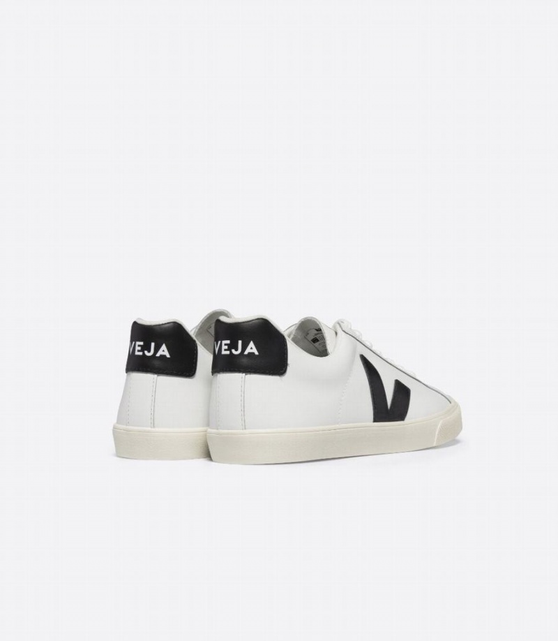 Women's Veja Esplar Leather Low-Top Sneakers White Black | DIK9459ZV