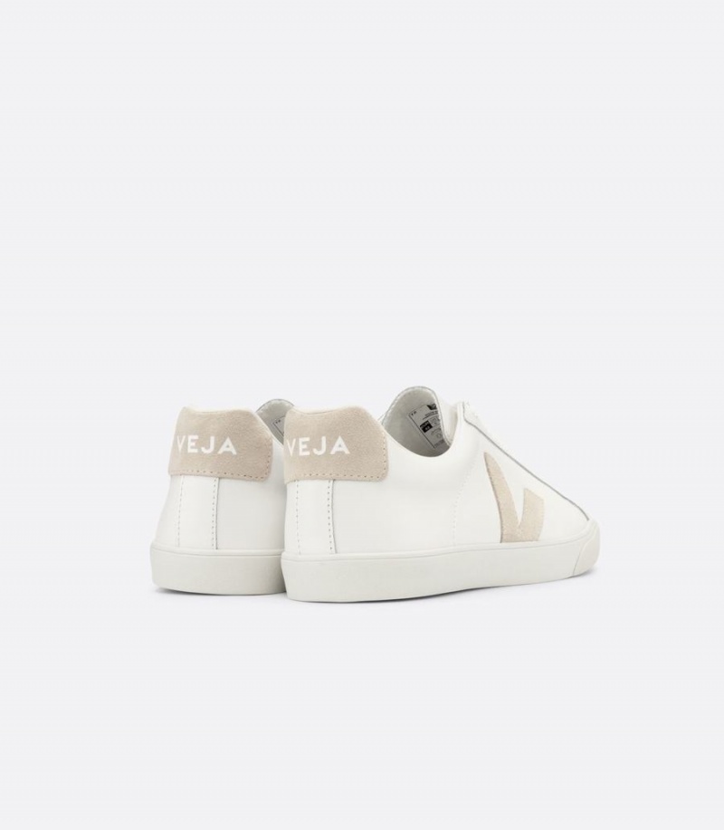 Women's Veja Esplar Leather Sable Low-Top Sneakers White Brown | FTC2885ES