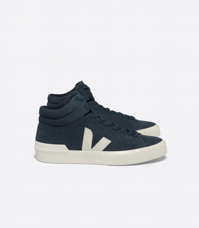 Women\'s Veja Minotaur Suede Boat High-Top Sneakers Dark Blue | NOG4597GV