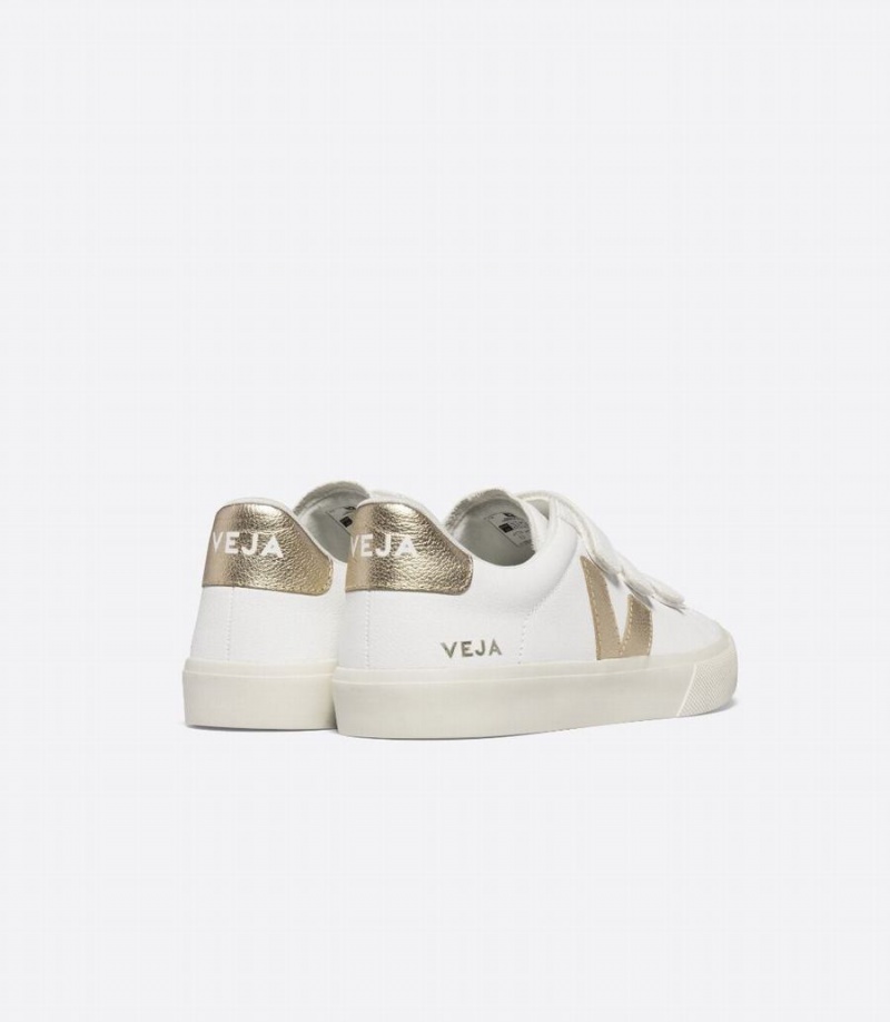 Women's Veja Recife Chromefree Leather Low-Top Sneakers White Gold | XIA4844VD