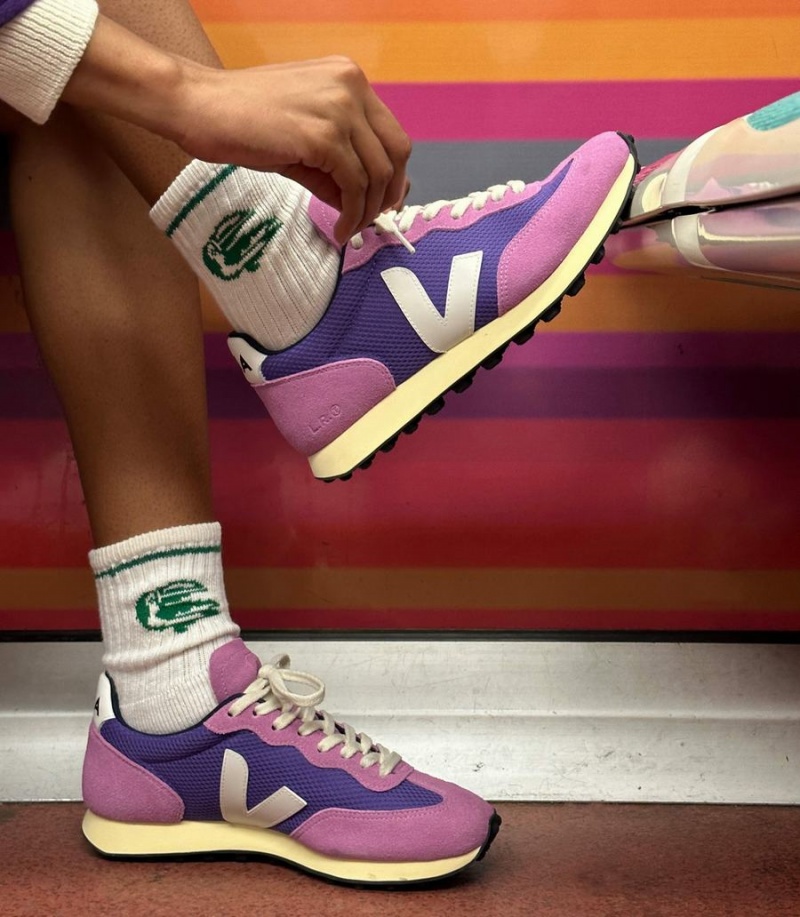 Women's Veja Rio Branco Alveomesh Running Shoes Purple White | BRL359CC