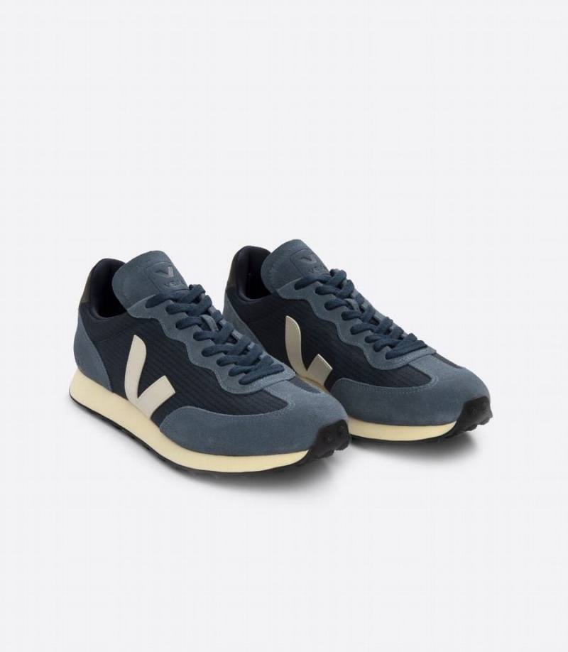 Women's Veja Rio Branco Ripstop Boat Running Shoes Blue Black | BEW262DO