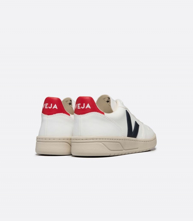 Women's Veja V-10 Cwl Boat Pekin Low-Top Sneakers White Red Black | OIZ9140CY