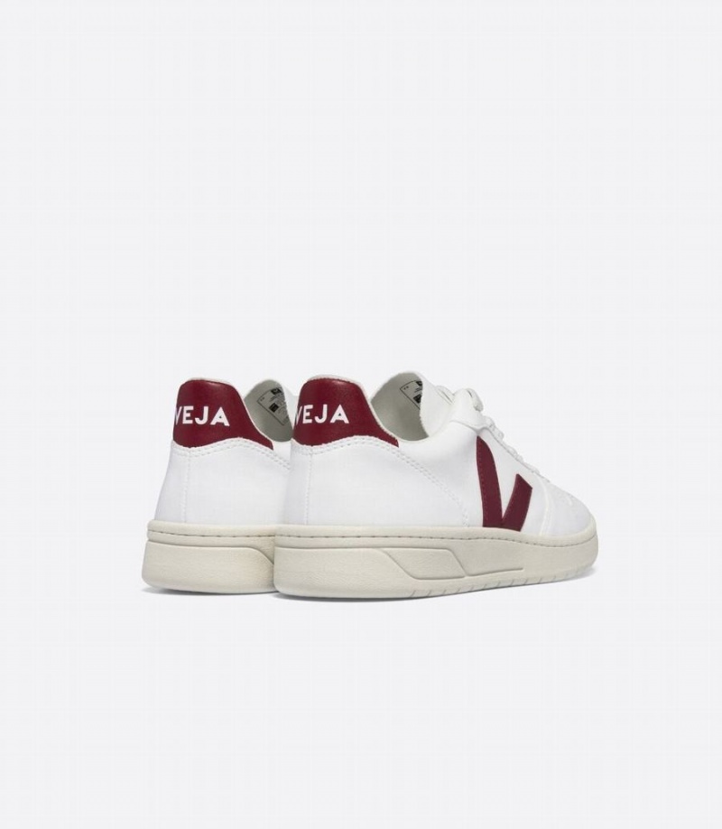 Women's Veja V-10 Cwl Low-Top Sneakers White Red | YAS8621AS