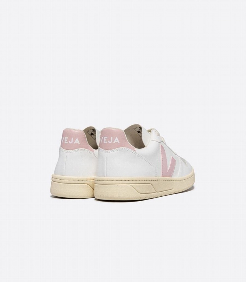 Women's Veja V-10 Cwl Petale Low-Top Sneakers White Pink | KLT3590CL