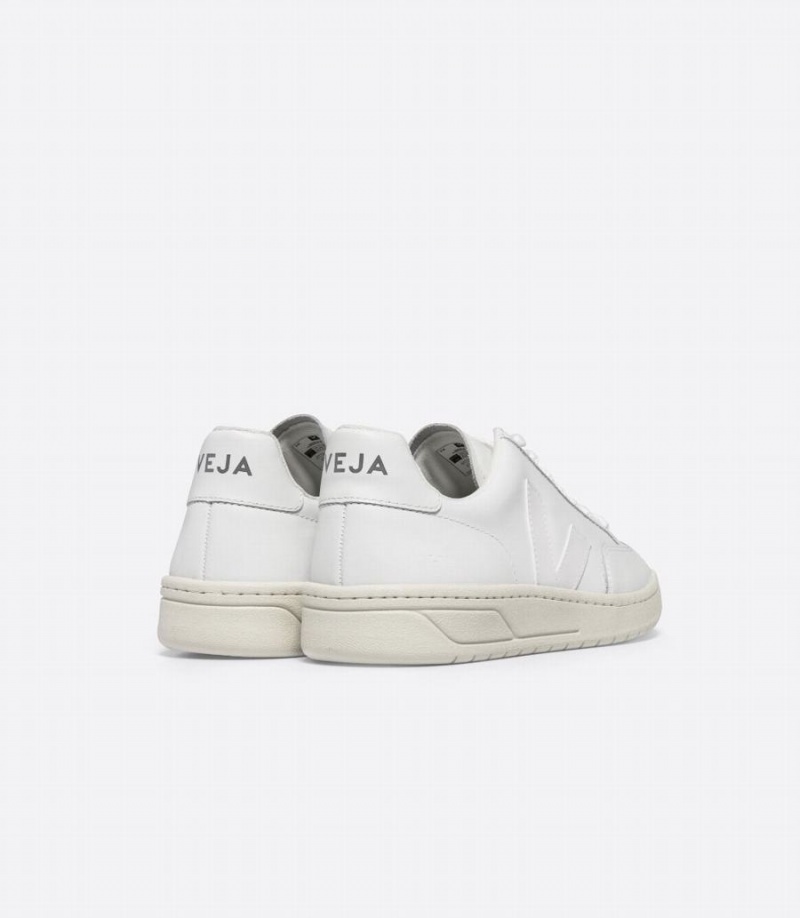 Women's Veja V-12 Leather Low-Top Sneakers White | JVF7161HE