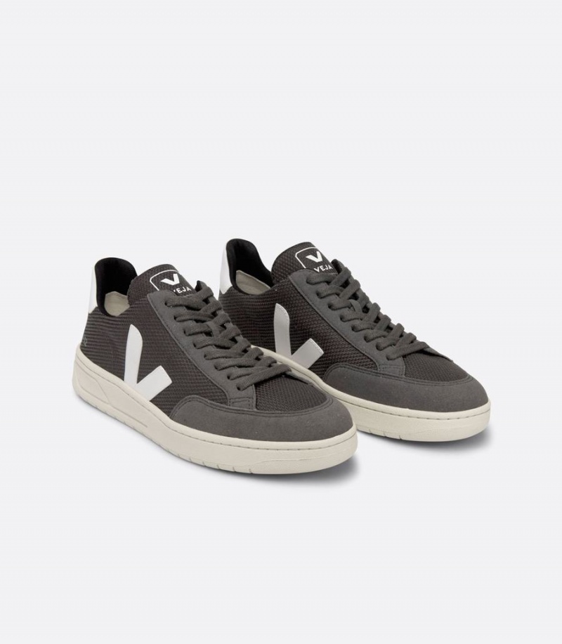 Women's Veja V-12 Vegan B-mesh Low-Top Sneakers Dark Grey White | WUX8588BI