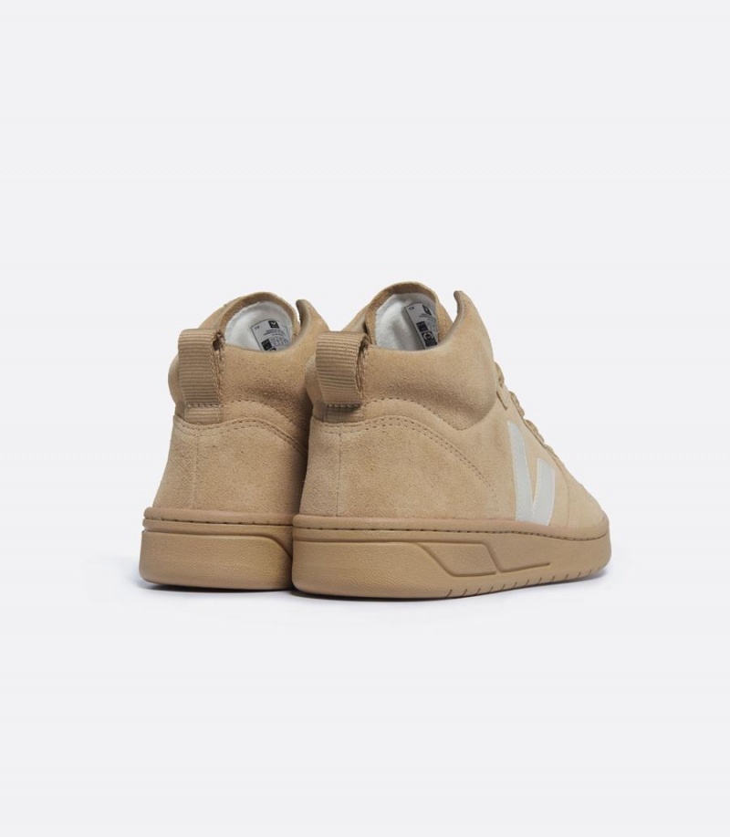 Women's Veja V-15 Suede High-Top Sneakers Brown | ETE1598NX