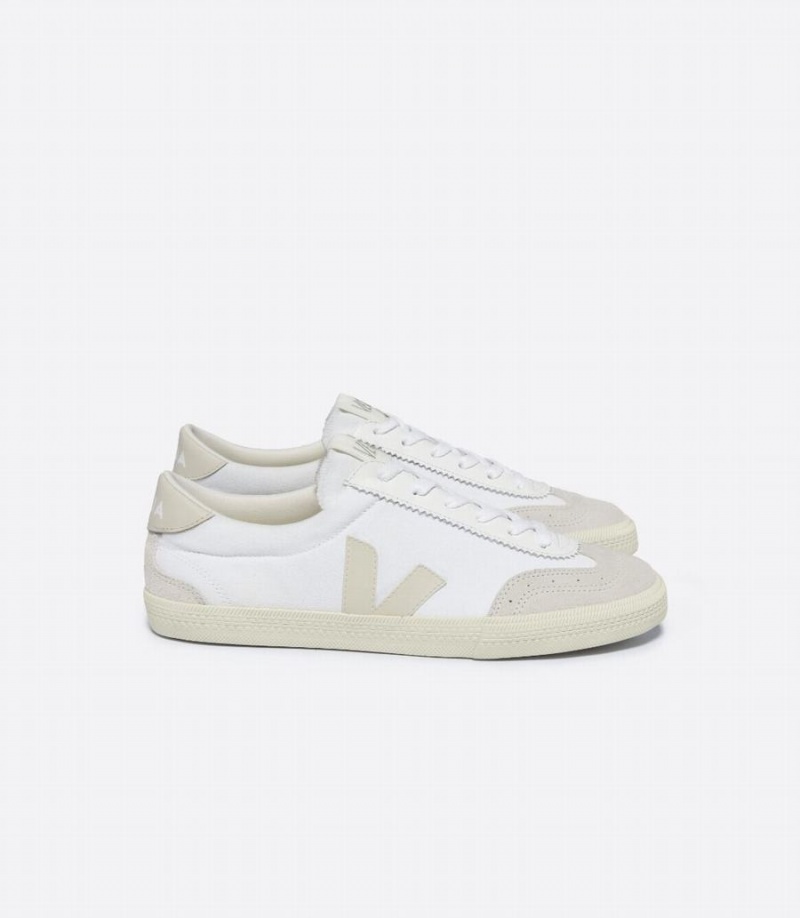 Women\'s Veja Volley Canvas Low-Top Sneakers White Beige | VSY1817XT