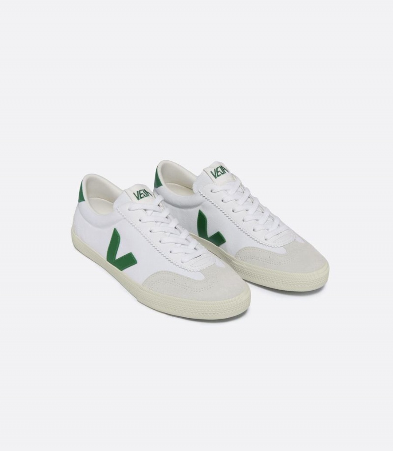 Women's Veja Volley Canvas Low-Top Sneakers White Green | ZRP2141GQ