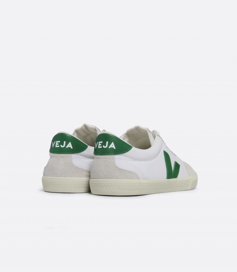 Women's Veja Volley Canvas Low-Top Sneakers White Green | ZRP2141GQ